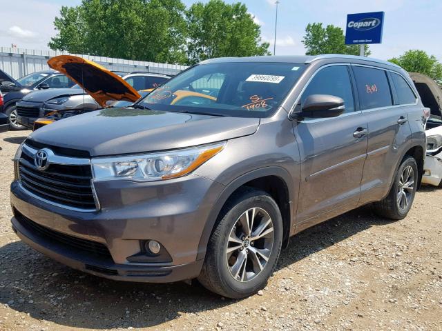 5TDJKRFH8GS351908 - 2016 TOYOTA HIGHLANDER GRAY photo 2