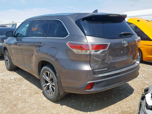 5TDJKRFH8GS351908 - 2016 TOYOTA HIGHLANDER GRAY photo 3