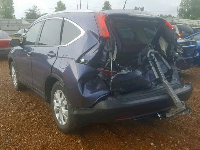 JHLRM3H72CC005849 - 2012 HONDA CR-V EXL BLUE photo 3