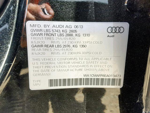 WA1CMAFP8EA013473 - 2014 AUDI Q5 TDI BLACK photo 10