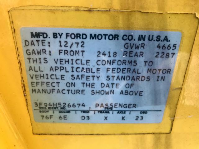 3F94H526674 - 1973 MERCURY COUGAR YELLOW photo 10