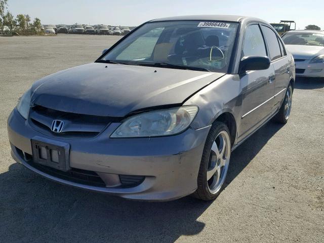 1HGES163X5L016401 - 2005 HONDA CIVIC DX V GRAY photo 2