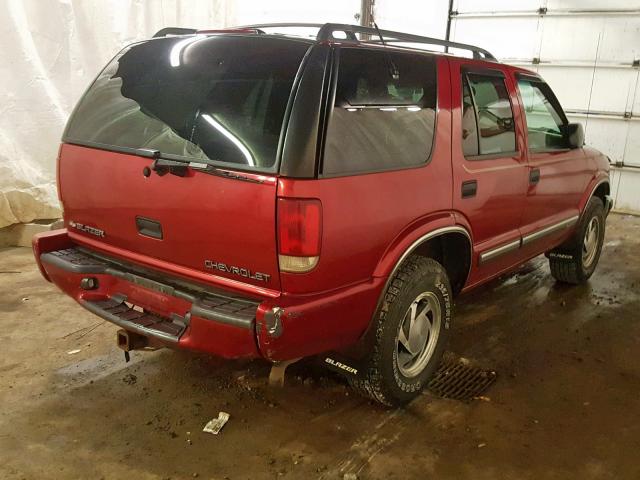 1GNDT13W4Y2355226 - 2000 CHEVROLET BLAZER RED photo 4