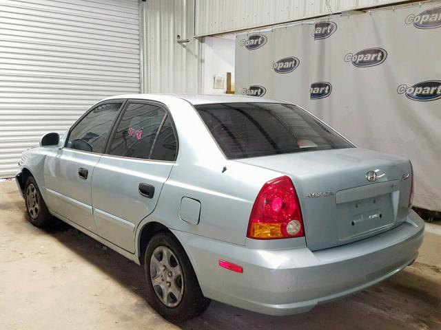 KMHCG45C94U541738 - 2004 HYUNDAI ACCENT GL BLUE photo 3