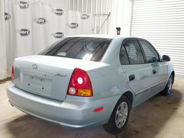 KMHCG45C94U541738 - 2004 HYUNDAI ACCENT GL BLUE photo 4