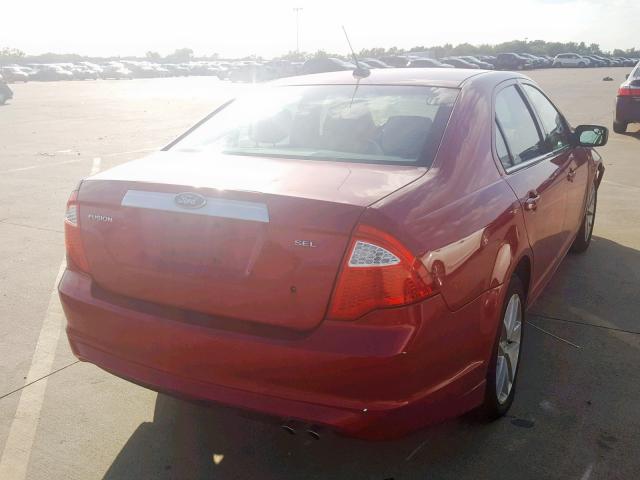 3FAHP0JA1CR246233 - 2012 FORD FUSION SEL RED photo 4