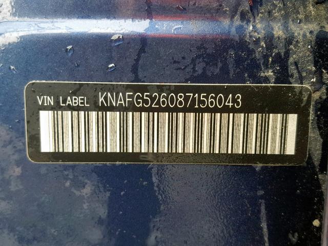 KNAFG526087156043 - 2008 KIA RONDO LX BLUE photo 10