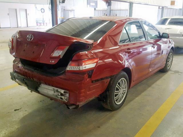 4T4BF3EKXBR128956 - 2011 TOYOTA CAMRY BASE RED photo 4