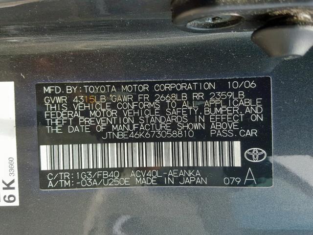 JTNBE46K673058810 - 2007 TOYOTA CAMRY NEW SILVER photo 10