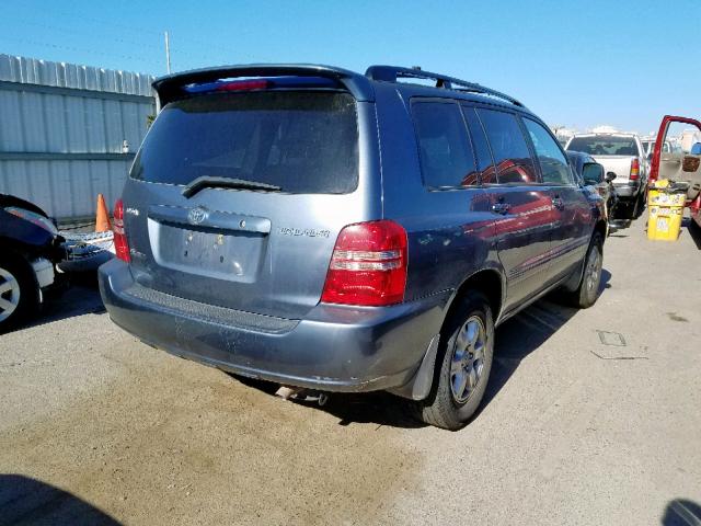 JTEHF21A630144155 - 2003 TOYOTA HIGHLANDER BLUE photo 4