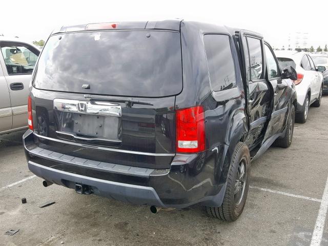 5FNYF3H23BB044779 - 2011 HONDA PILOT LX BLACK photo 4