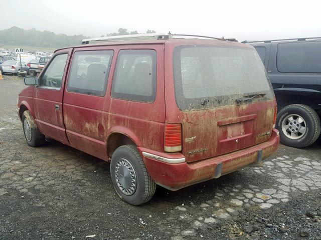 2P4GH4531MR140955 - 1991 PLYMOUTH VOYAGER SE RED photo 3