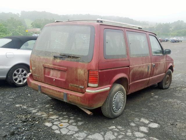 2P4GH4531MR140955 - 1991 PLYMOUTH VOYAGER SE RED photo 4