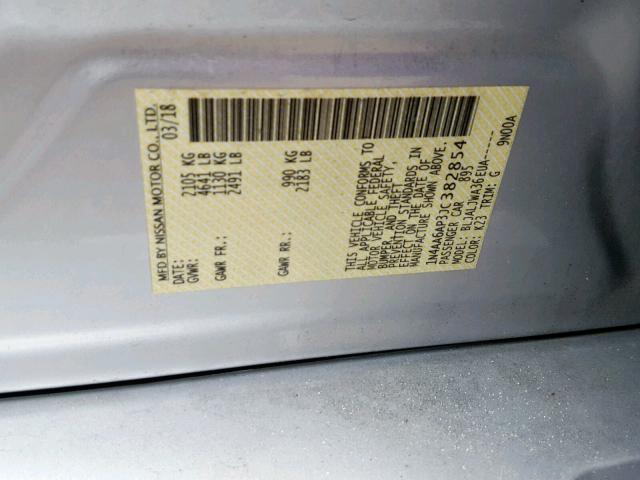 1N4AA6AP3JC382854 - 2018 NISSAN MAXIMA 3.5 SILVER photo 10