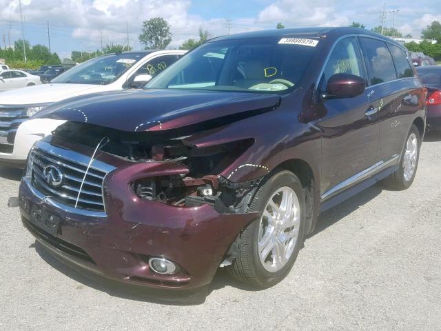 5N1AL0MM1DC303782 - 2013 INFINITI JX35 BURGUNDY photo 2