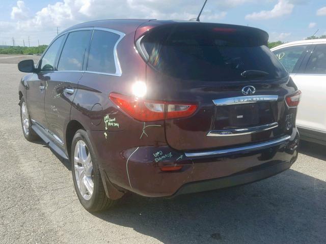 5N1AL0MM1DC303782 - 2013 INFINITI JX35 BURGUNDY photo 3