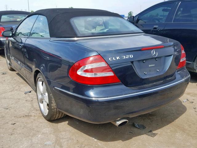 WDBTK65G15T046702 - 2005 MERCEDES-BENZ CLK 320 BLUE photo 3