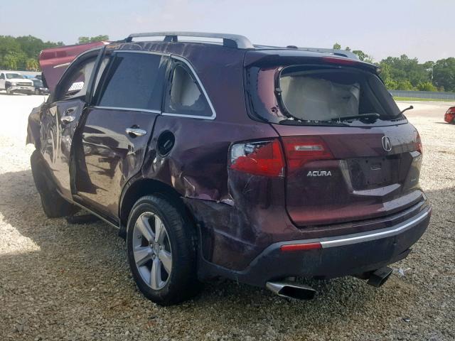 2HNYD2H23BH524440 - 2011 ACURA MDX BURGUNDY photo 3