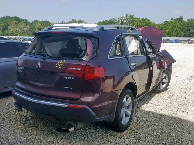 2HNYD2H23BH524440 - 2011 ACURA MDX BURGUNDY photo 4