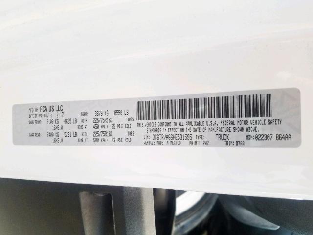 3C6TRVAG6HE531595 - 2017 RAM PROMASTER 白色 照片 10