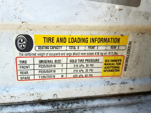 1G1ZK577794215360 - 2009 CHEVROLET MALIBU LTZ თეთრი ფოტო 10