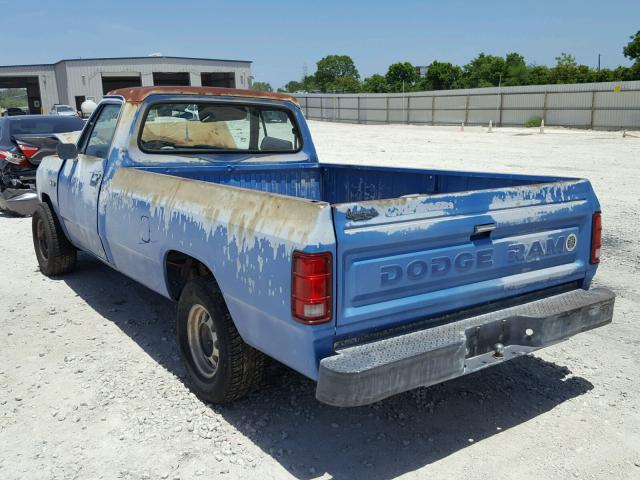 1B7GE06Y9MS249775 - 1991 DODGE D-SERIES D BLUE photo 3