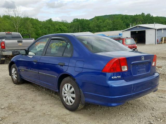 1HGES16395L005650 - 2005 HONDA CIVIC DX V BLUE photo 3