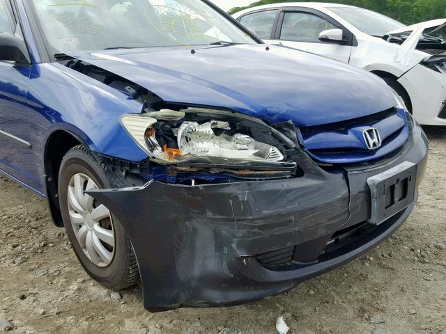 1HGES16395L005650 - 2005 HONDA CIVIC DX V BLUE photo 9