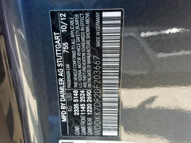 WDDKK7DF2DF203667 - 2013 MERCEDES-BENZ E 550 GRAY photo 10