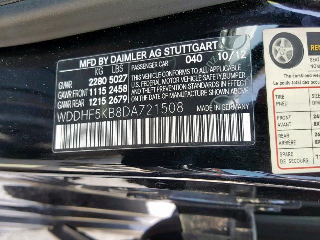 WDDHF5KB8DA721508 - 2013 MERCEDES-BENZ E 350 BLACK photo 10