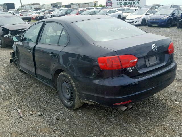 3VW2K7AJ6CM423277 - 2012 VOLKSWAGEN JETTA BASE BLACK photo 3