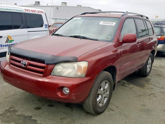 JTEDP21A540008046 - 2004 TOYOTA HIGHLANDER BURGUNDY photo 2