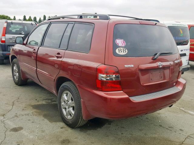 JTEDP21A540008046 - 2004 TOYOTA HIGHLANDER BURGUNDY photo 3