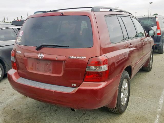 JTEDP21A540008046 - 2004 TOYOTA HIGHLANDER BURGUNDY photo 4