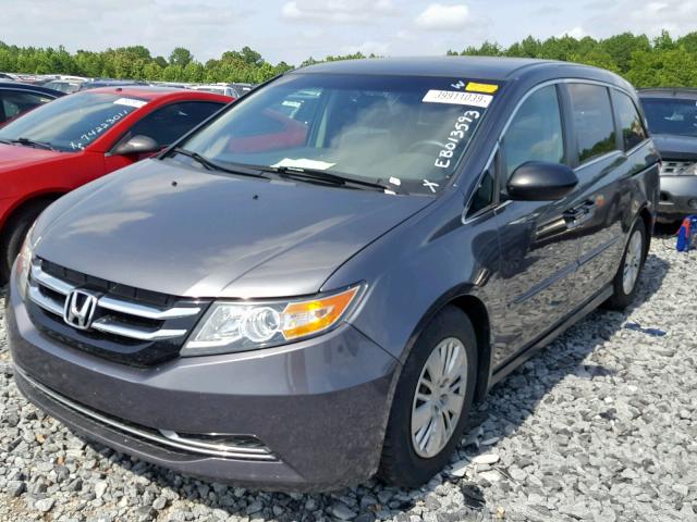 5FNRL5H23EB013593 - 2014 HONDA ODYSSEY LX GRAY photo 2