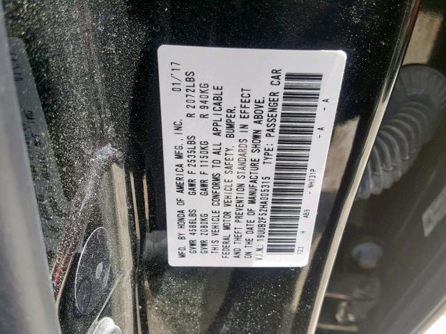 19UUB2F52HA005315 - 2017 ACURA TLX TECH BLACK photo 10