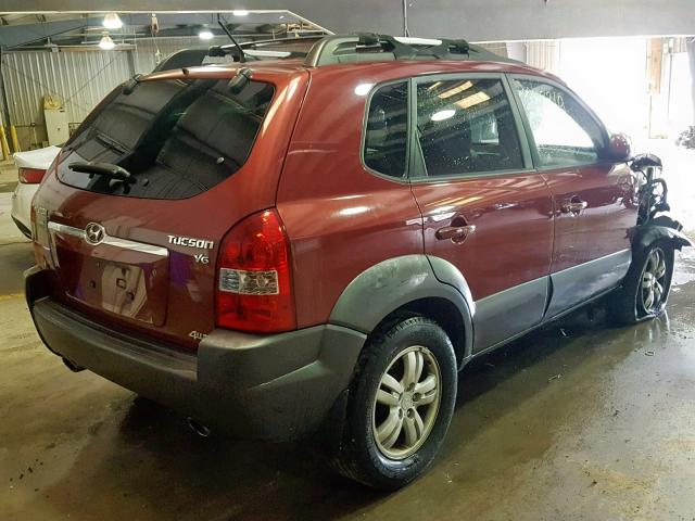 KM8JN72D38U852437 - 2008 HYUNDAI TUCSON SE RED photo 4