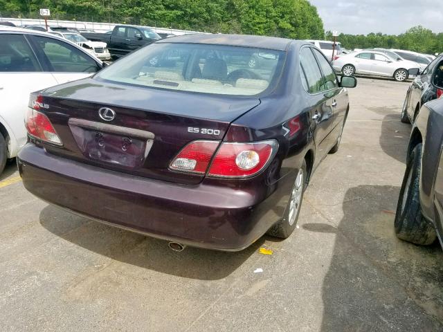 JTHBF30G220052477 - 2002 LEXUS ES 300 MAROON photo 4