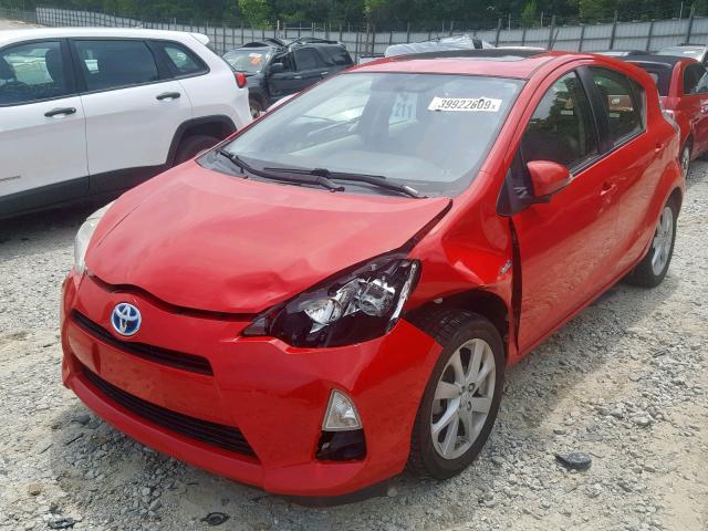 JTDKDTB34D1047778 - 2013 TOYOTA PRIUS C RED photo 2