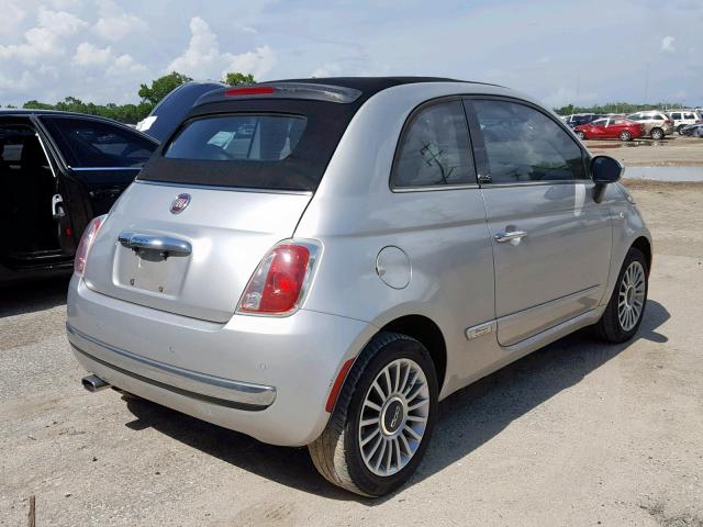 3C3CFFERXCT179844 - 2012 FIAT 500 LOUNGE SILVER photo 4