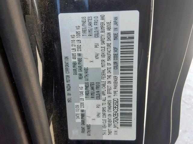 JM1CR2W36A0362920 - 2010 MAZDA 5 BLACK photo 10