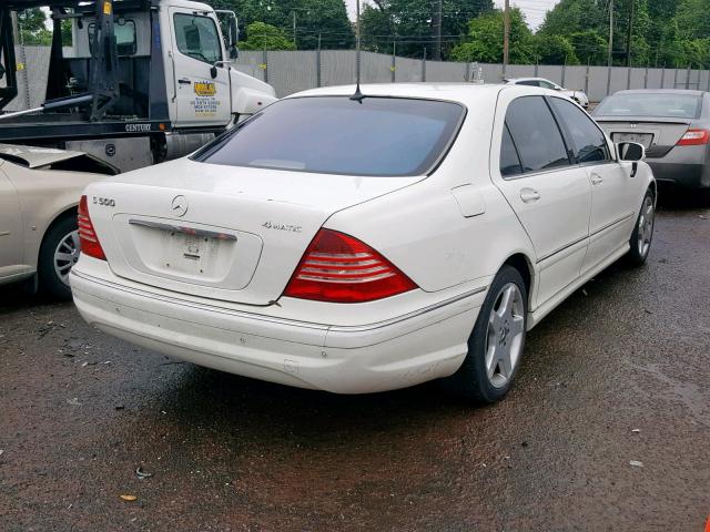 WDBNG84J14A396750 - 2004 MERCEDES-BENZ S 500 4MAT WHITE photo 4