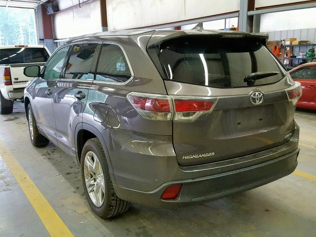 5TDYKRFH3FS120010 - 2015 TOYOTA HIGHLANDER GRAY photo 3