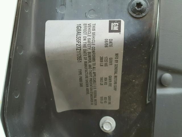 1G8AL55F27Z117651 - 2007 SATURN ION LEVEL WHITE photo 10