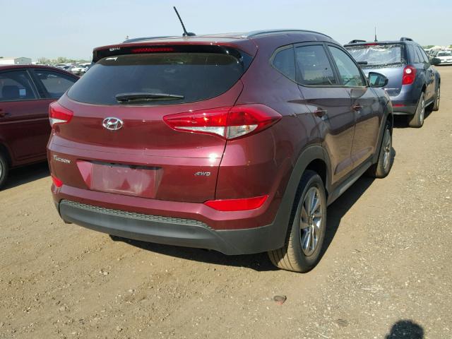 KM8J3CA40HU499025 - 2017 HYUNDAI TUCSON LIM BURGUNDY photo 4