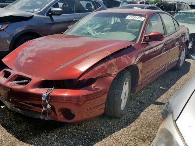 1G2WP52KX2F186278 - 2002 PONTIAC GRAND PRIX MAROON photo 2