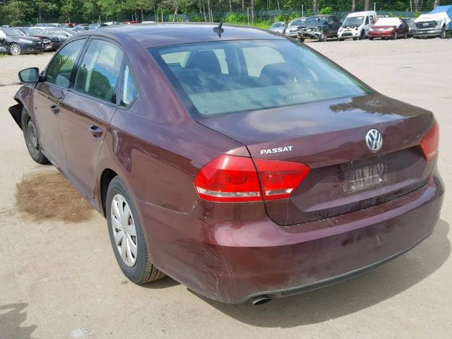 1VWAP7A38DC046971 - 2013 VOLKSWAGEN PASSAT S MAROON photo 3