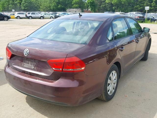 1VWAP7A38DC046971 - 2013 VOLKSWAGEN PASSAT S MAROON photo 4