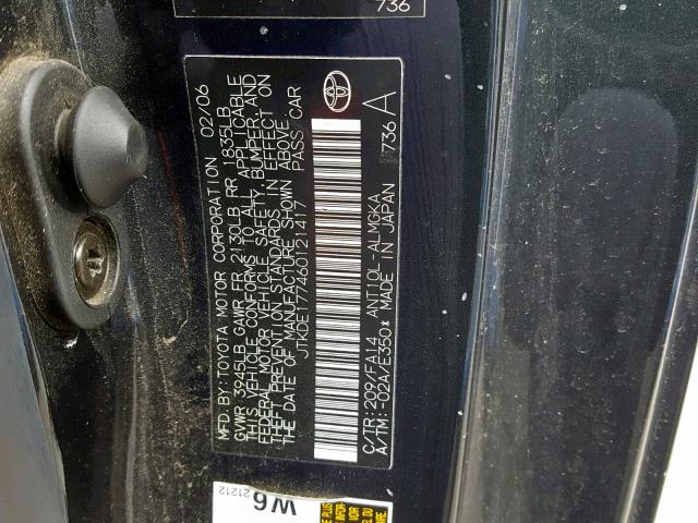 JTKDE177460121417 - 2006 TOYOTA SCION TC BLACK photo 10