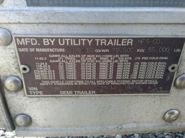 1UYVS2532FU303413 - 2016 UTILITY TRAILER WHITE photo 10